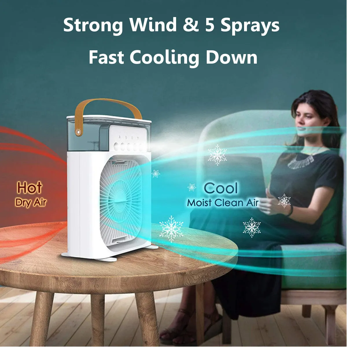 ( NET) USB Portable Air Cooler Fan Air Conditioner Light Desktop Fan Air Cooler Humidifier Purify Bedroom with 7 Colors LED Night Light KC-23-23 / KQ316