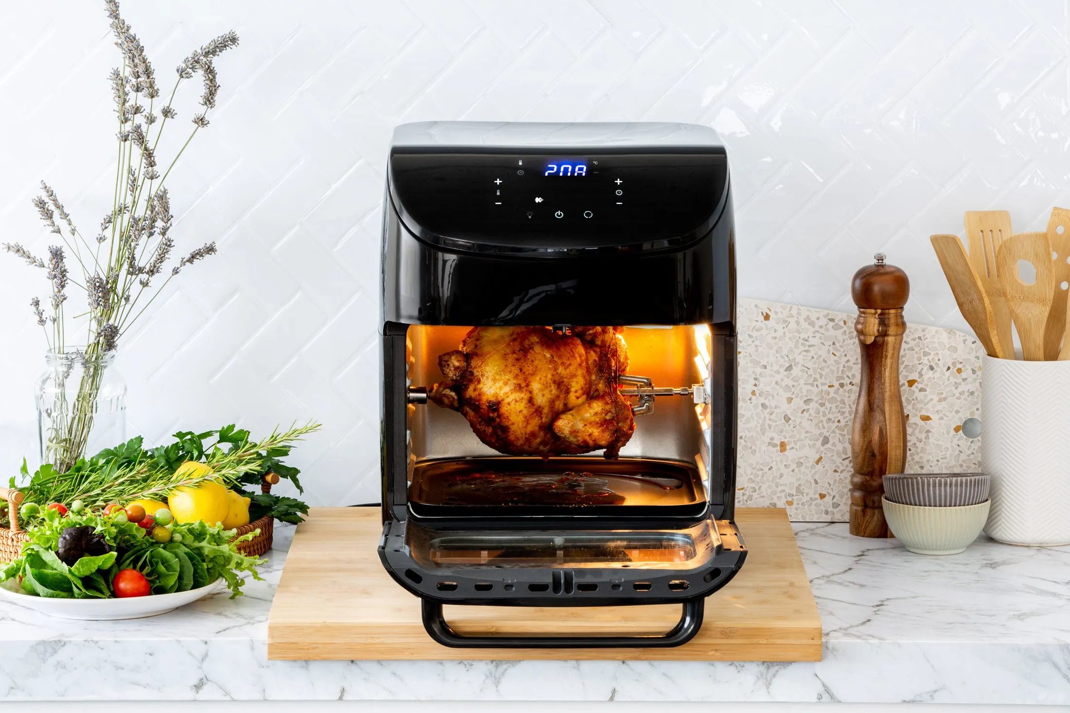 12L Digital Air Fryer Oven w/ 200C, 7 Cooking Settings & Rotisserie Function