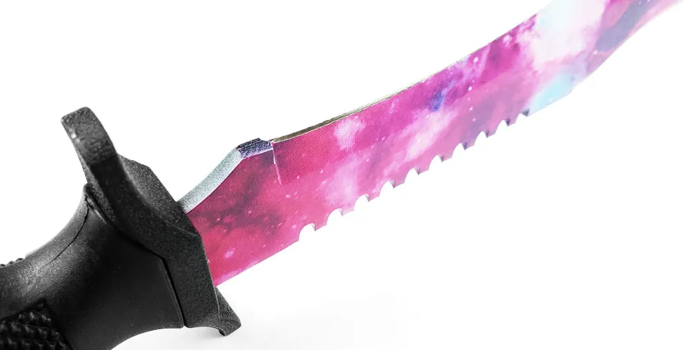 12" Tactical Knife With Purple Galaxy Blade