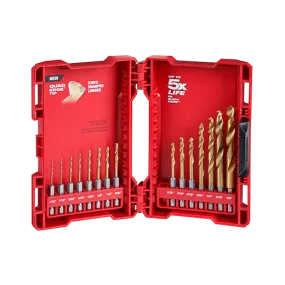 15 PC SHOCKWAVE Red Helix Titanium Drill Bit Set