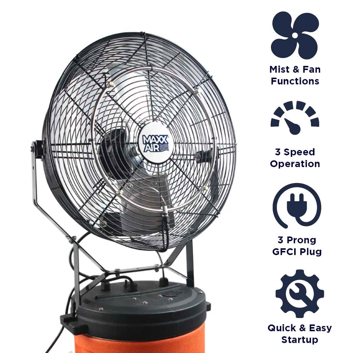 18 In. 3-Speed Misting Fan with 10 Gal. Tank