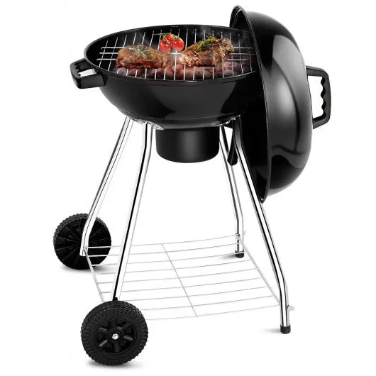 18.5" Outdoor Backyard Cooking Kettle Charcoal Grill with Wheels