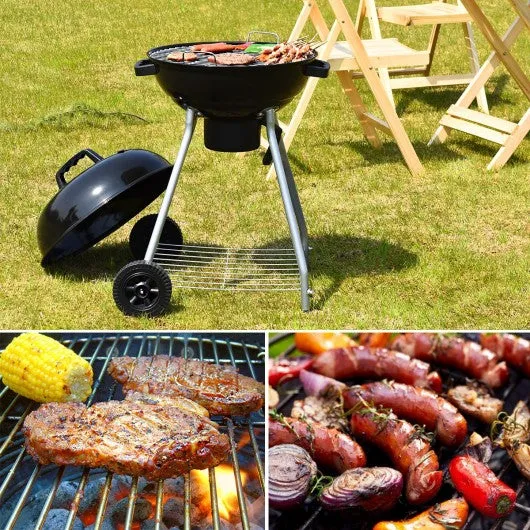 18.5" Outdoor Backyard Cooking Kettle Charcoal Grill with Wheels