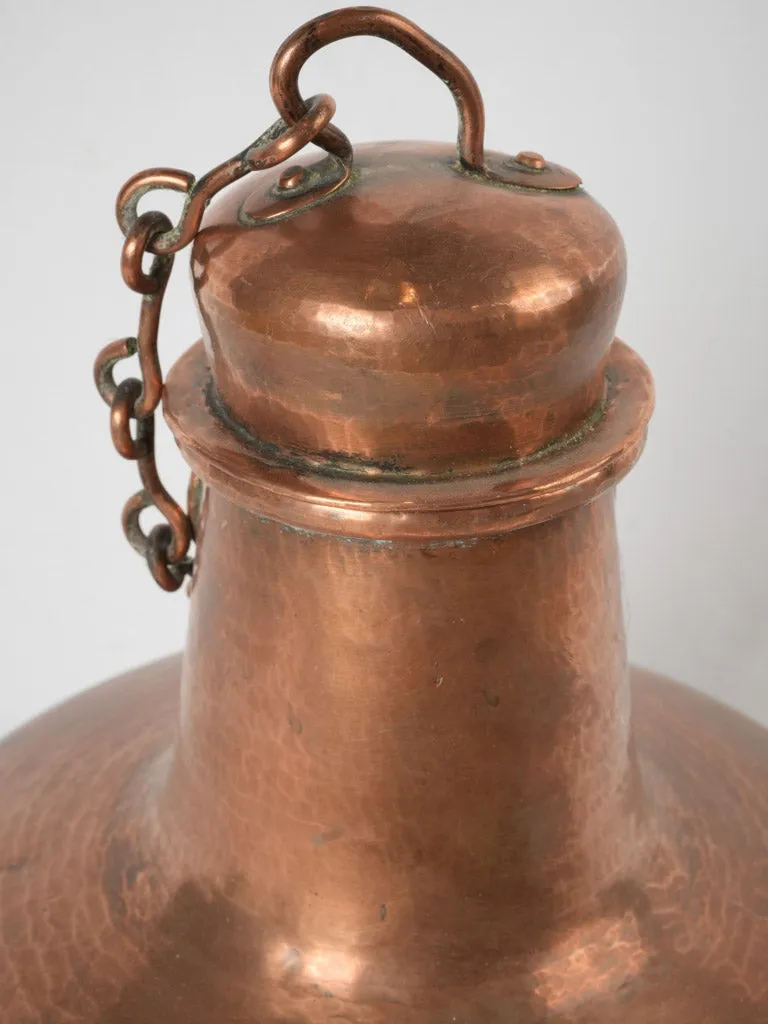 18th-century Amphora-shaped kettle w/ lid on chain 15¼"