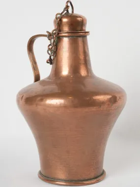 18th-century Amphora-shaped kettle w/ lid on chain 15¼"