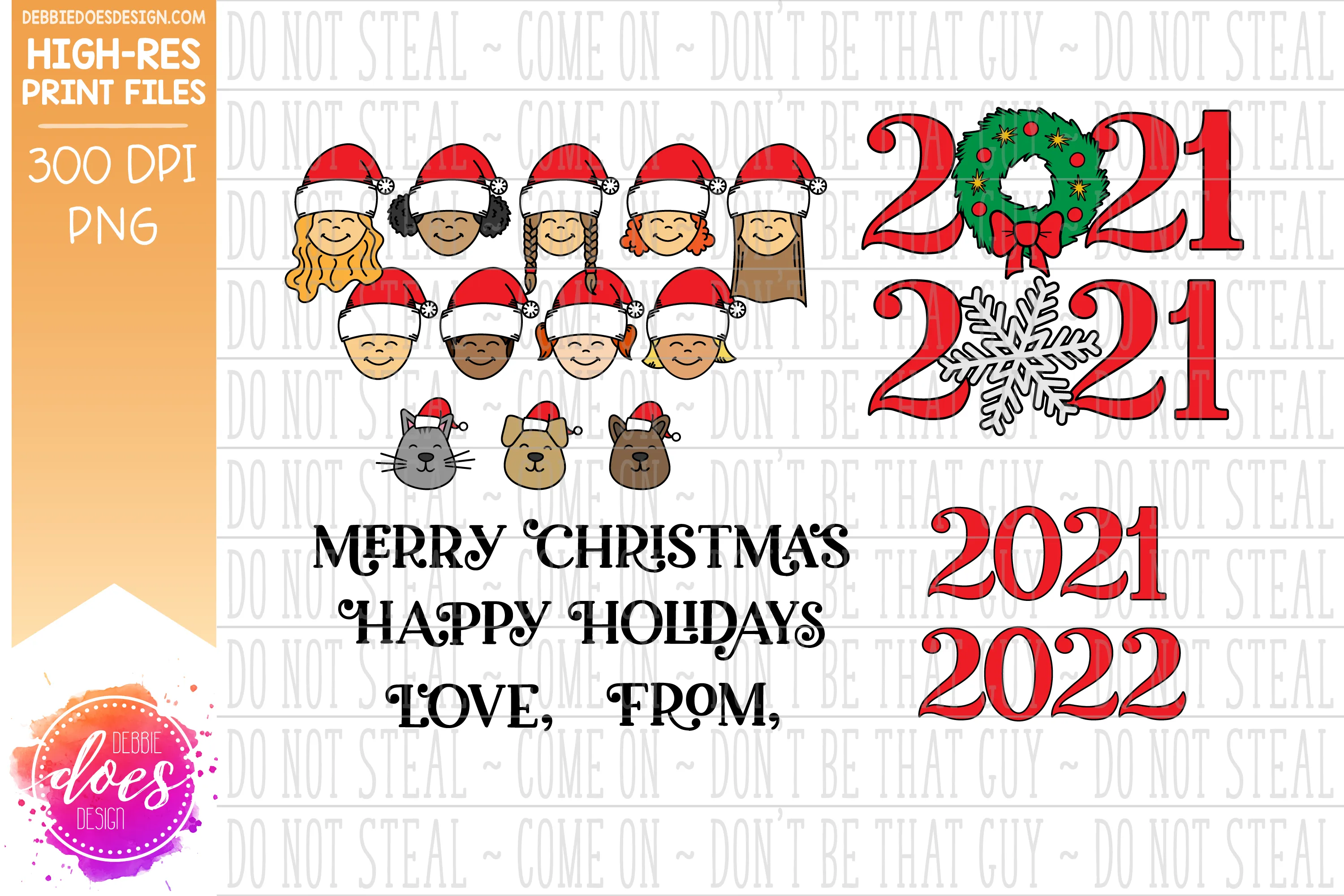 2021 Christmas Custom Cartoon Family Kit - Editable Vector Designs