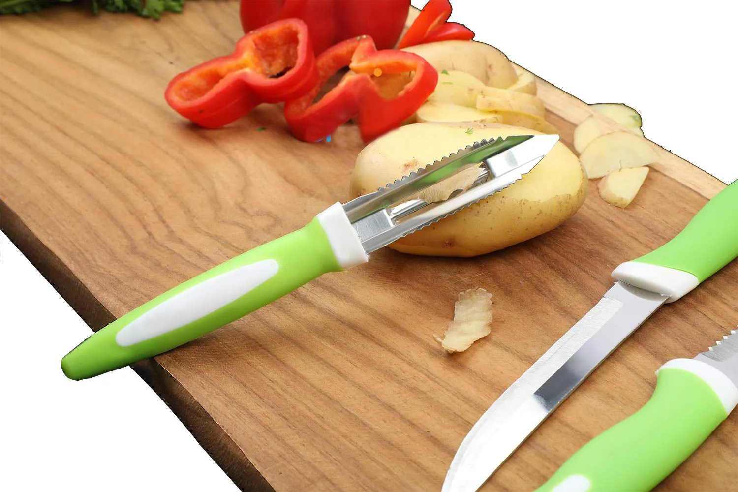 2211 Stainless Steel Knife & Peeler Set with Stand - 6 Pcs