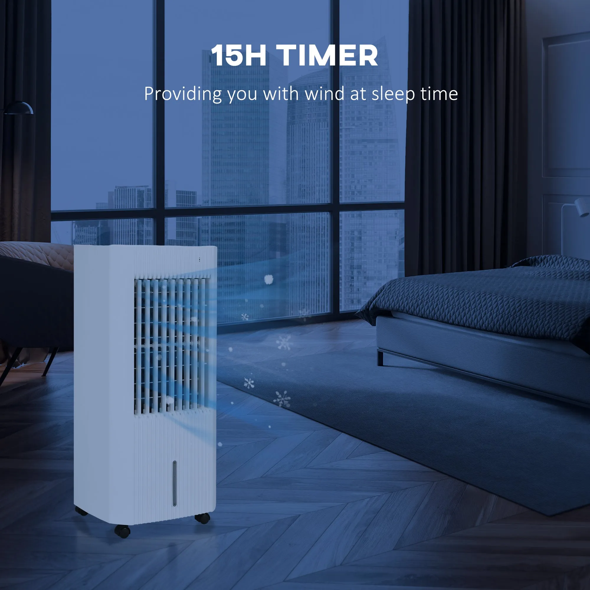 3-In-1 Air Cooler for Home Office, with Oscillation, Ice Packs, Wheels