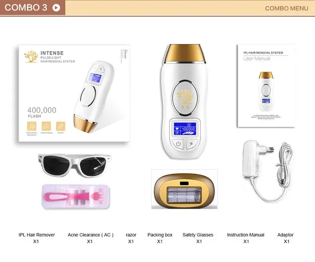 400K Outbreaks IPL Epilator Permanent Hair Removal Touch LCD Display