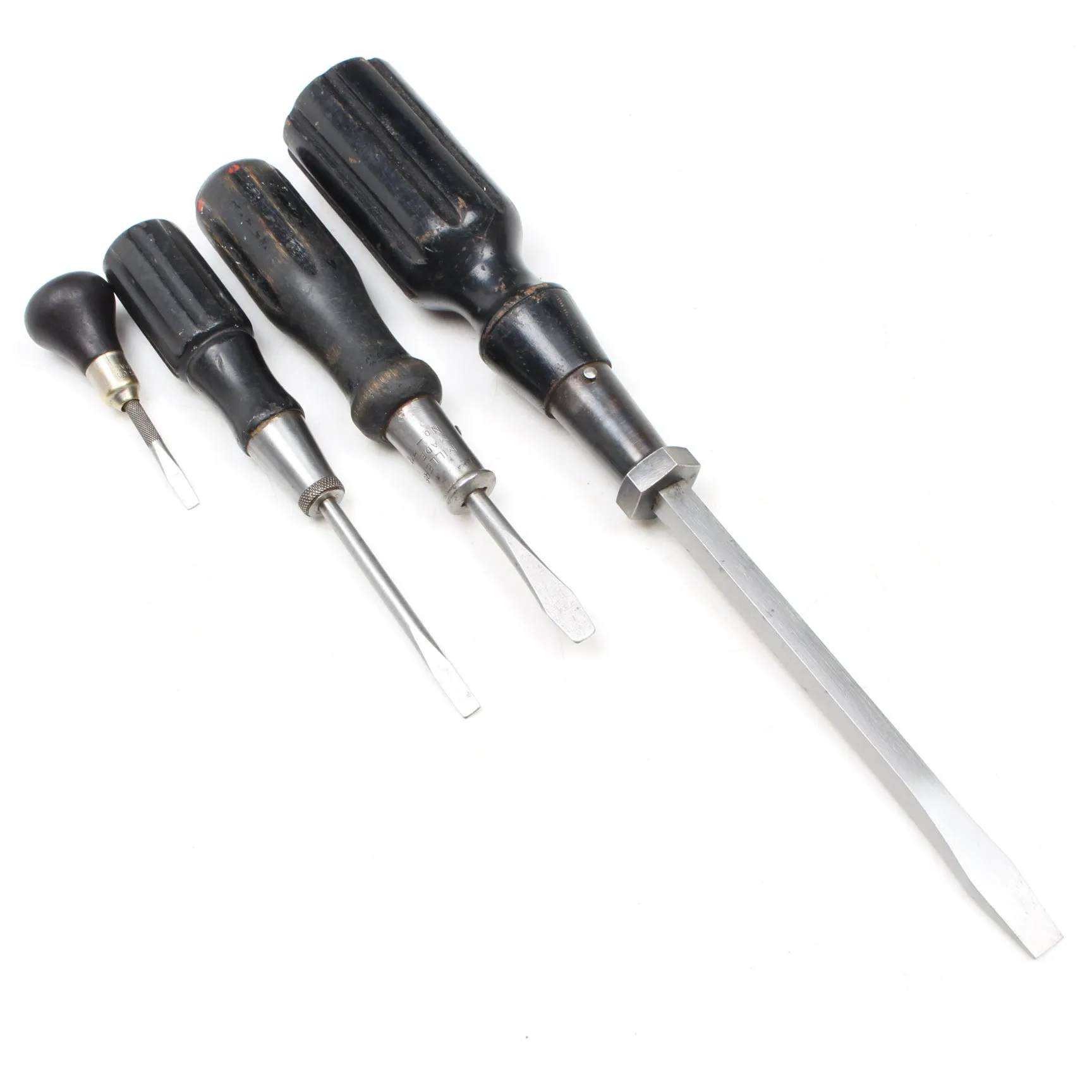 4x Old Screwdrivers - 1 1/4" - 5 1/4" (Beech)