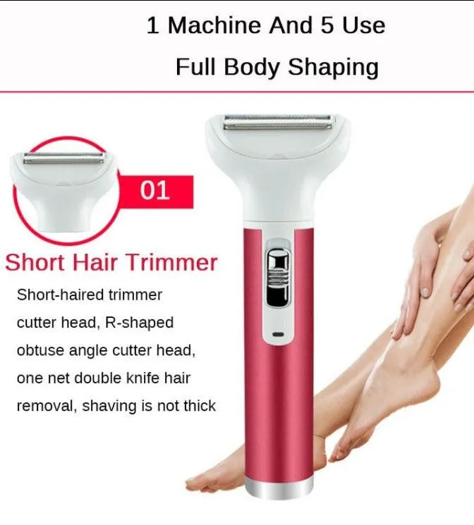 5-in-1 Women's Electric Shaver and Trimmer Kit for Eyebrows, Nose, and More