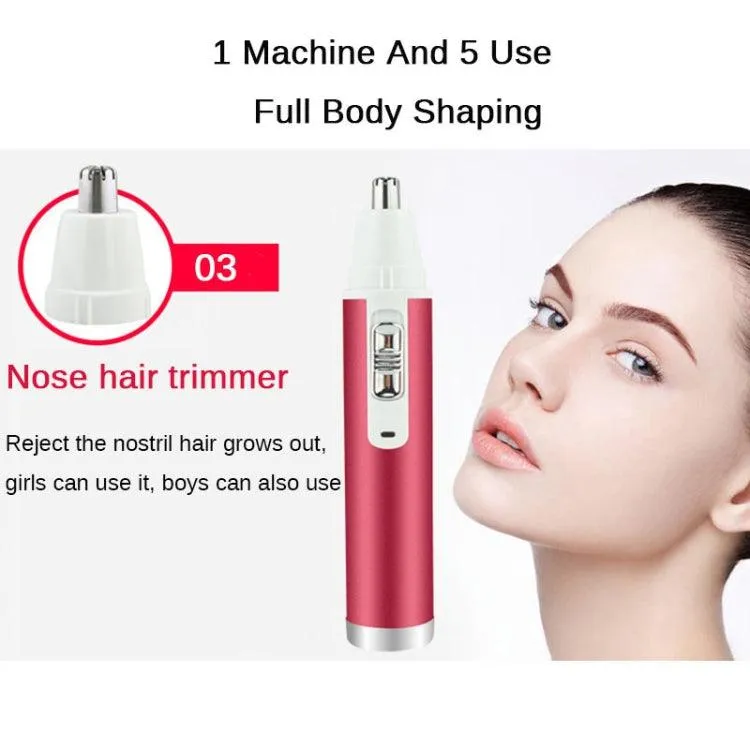 5-in-1 Women's Electric Shaver and Trimmer Kit for Eyebrows, Nose, and More