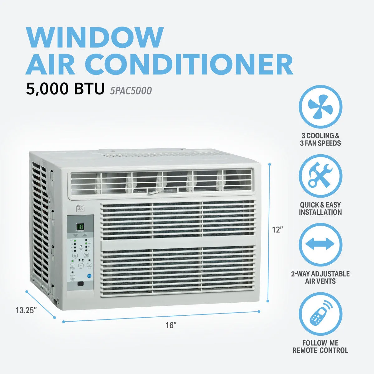 5,000 BTU 115V High-Efficiency Window Air Conditioner with Remote Control