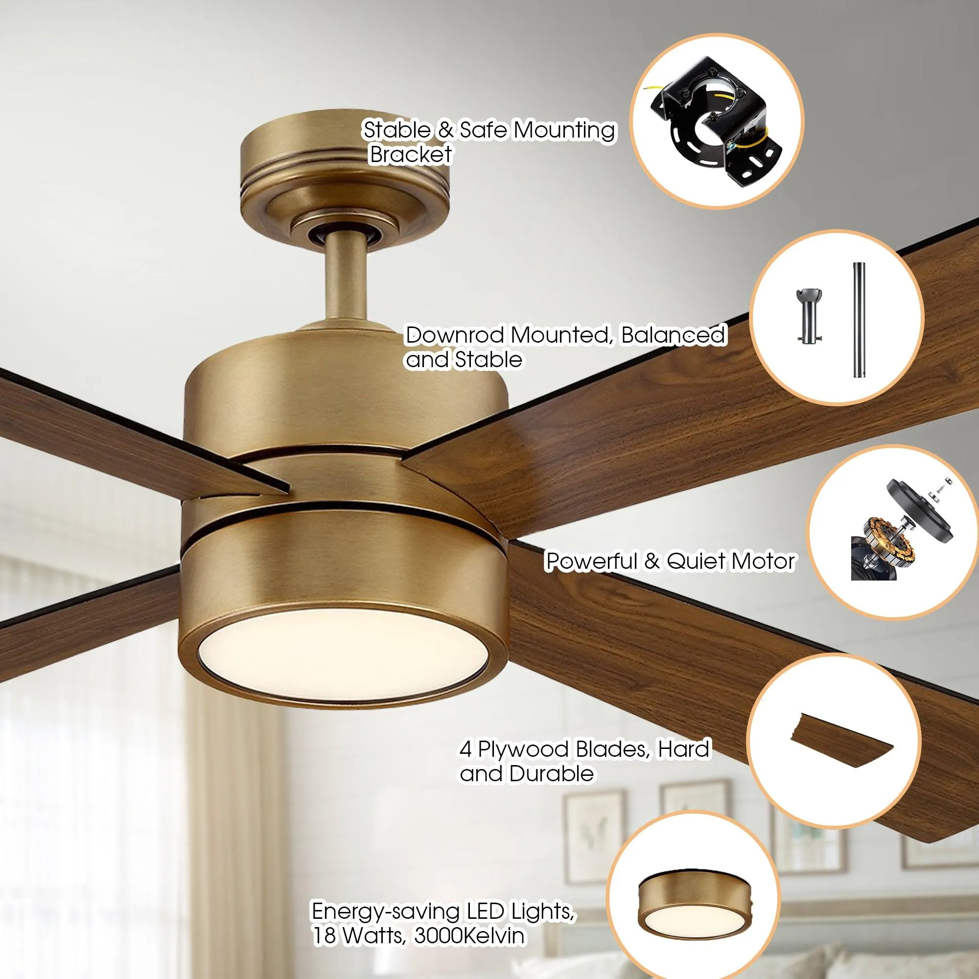 52" Bucholz Industrial Ceiling Fan with LED Light