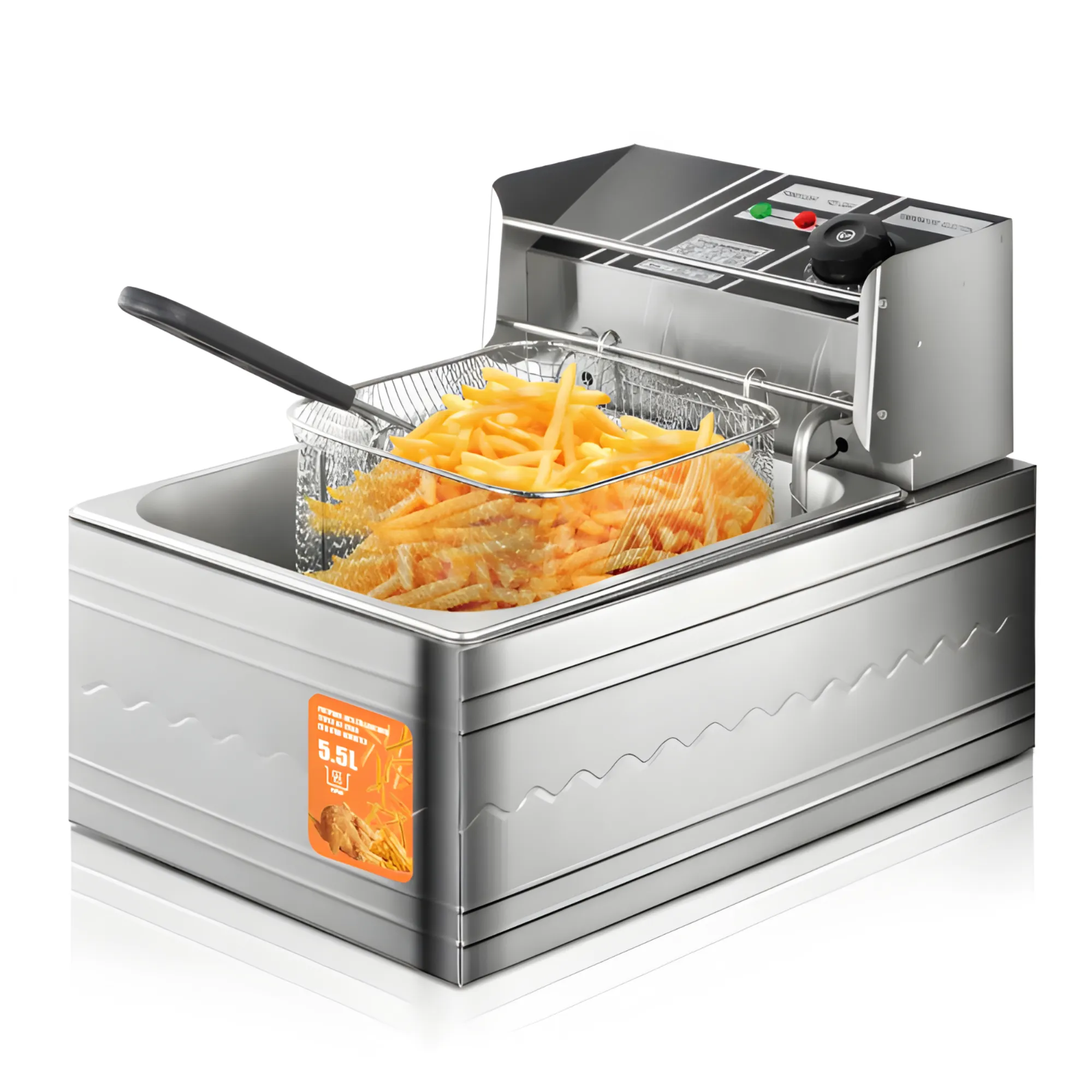 5.5L 2500W Electric Deep Fryer with Heat Control and Removable Basket JA-186