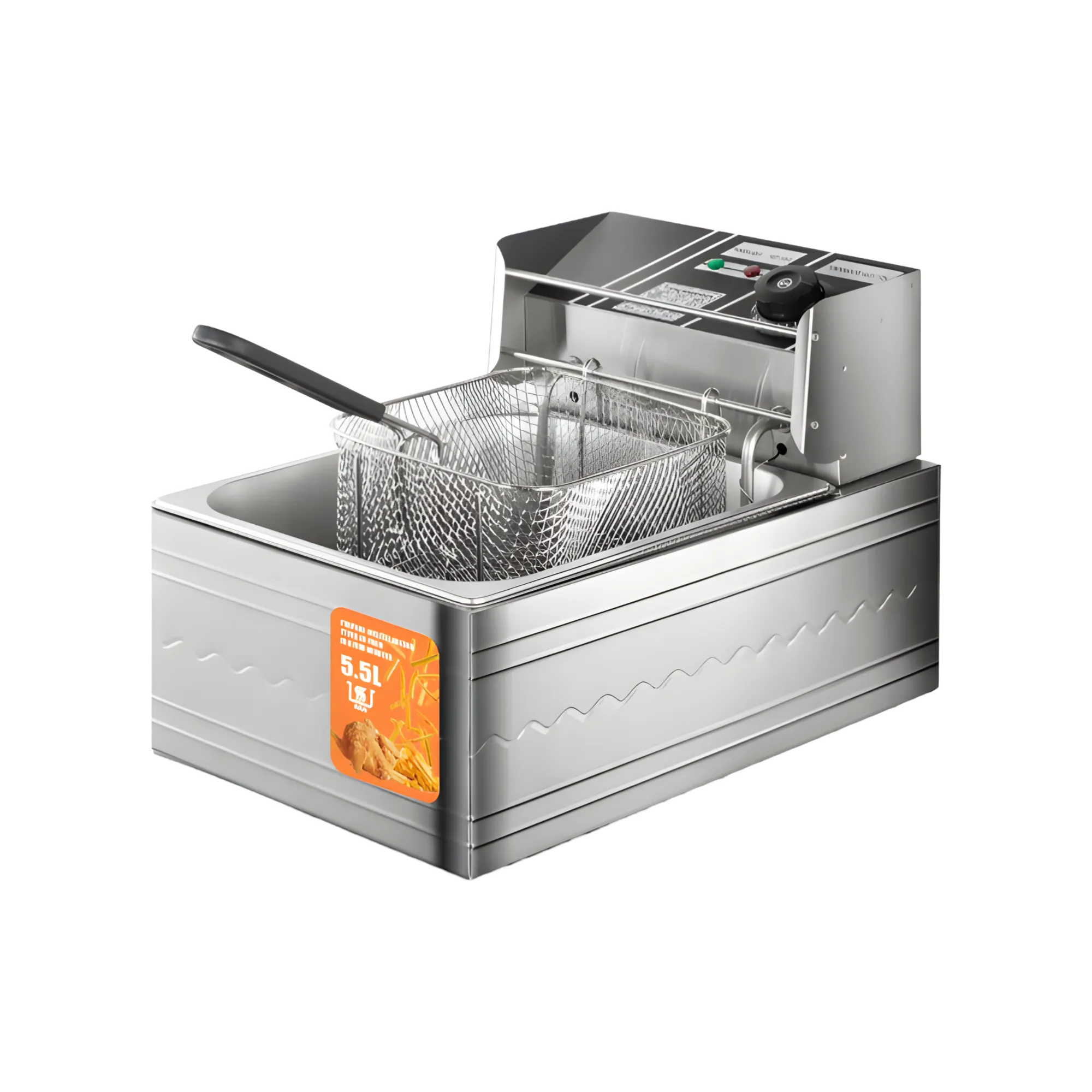 5.5L 2500W Electric Deep Fryer with Heat Control and Removable Basket JA-186