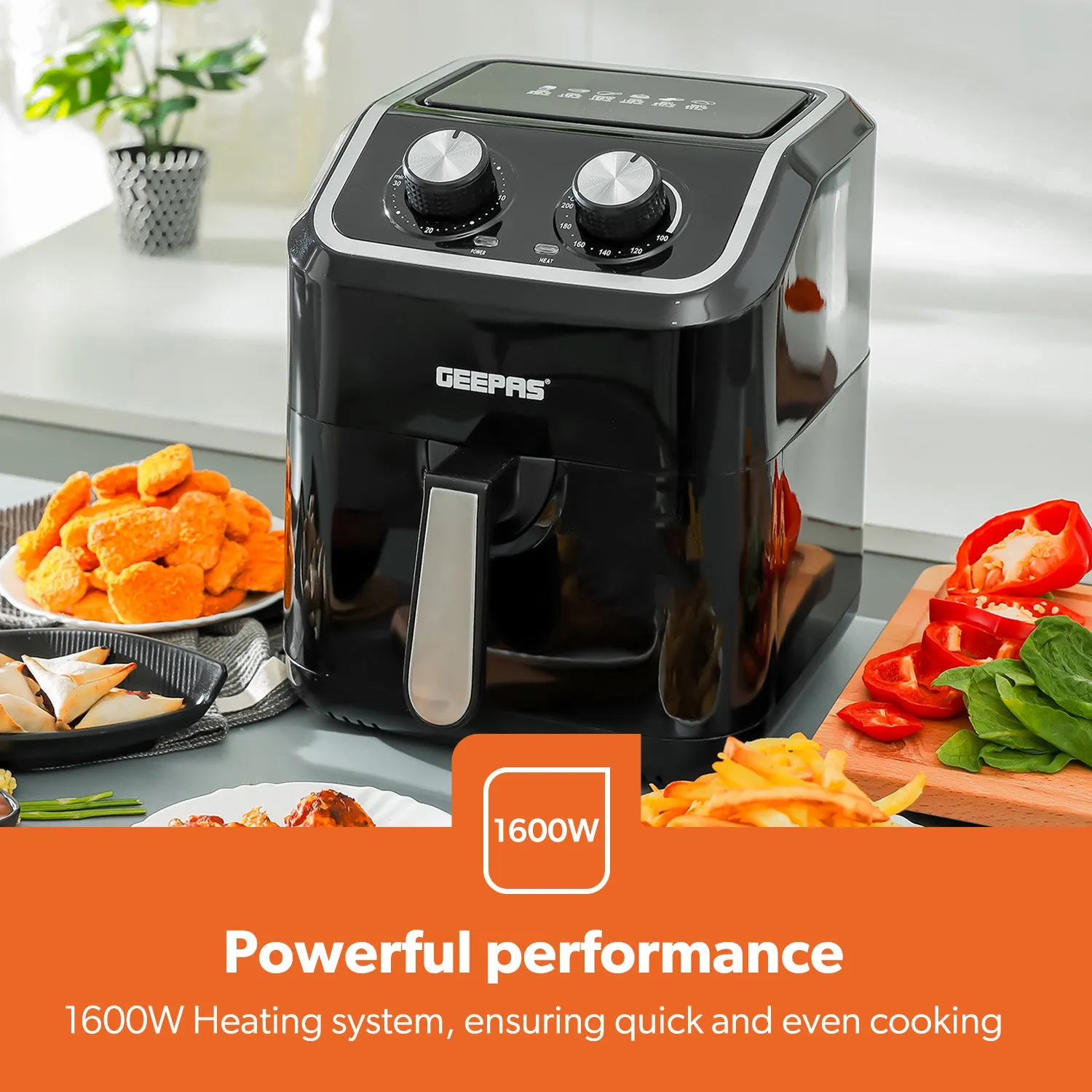 6-in-1 Manual Vortex Rapid Air Fryer 5L   Free Recipe E-Book