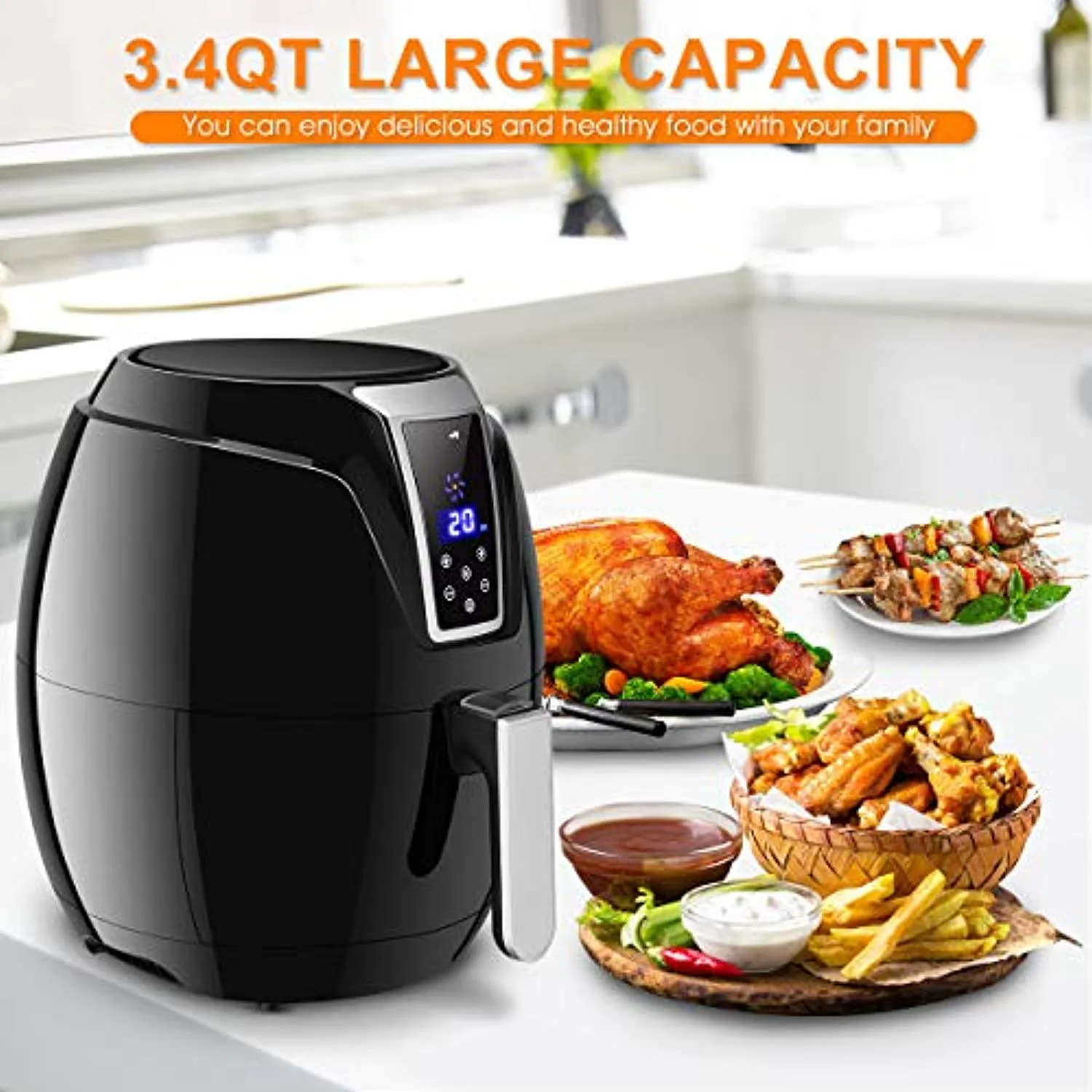 7-In-1 Air Fryer, 3.4 Quart - Healthy Oil Free Cooking