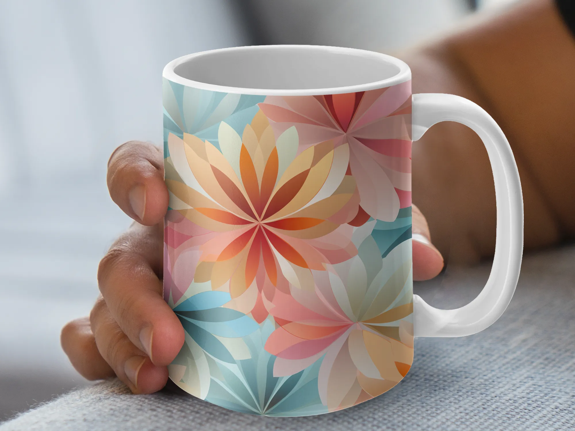 70's Groovy Pattern in Pastel Colors, 70s Groovy Mug, Ceramic Coffee Mug, Gift for Her, Gift for Women, Cute Pattern Mug