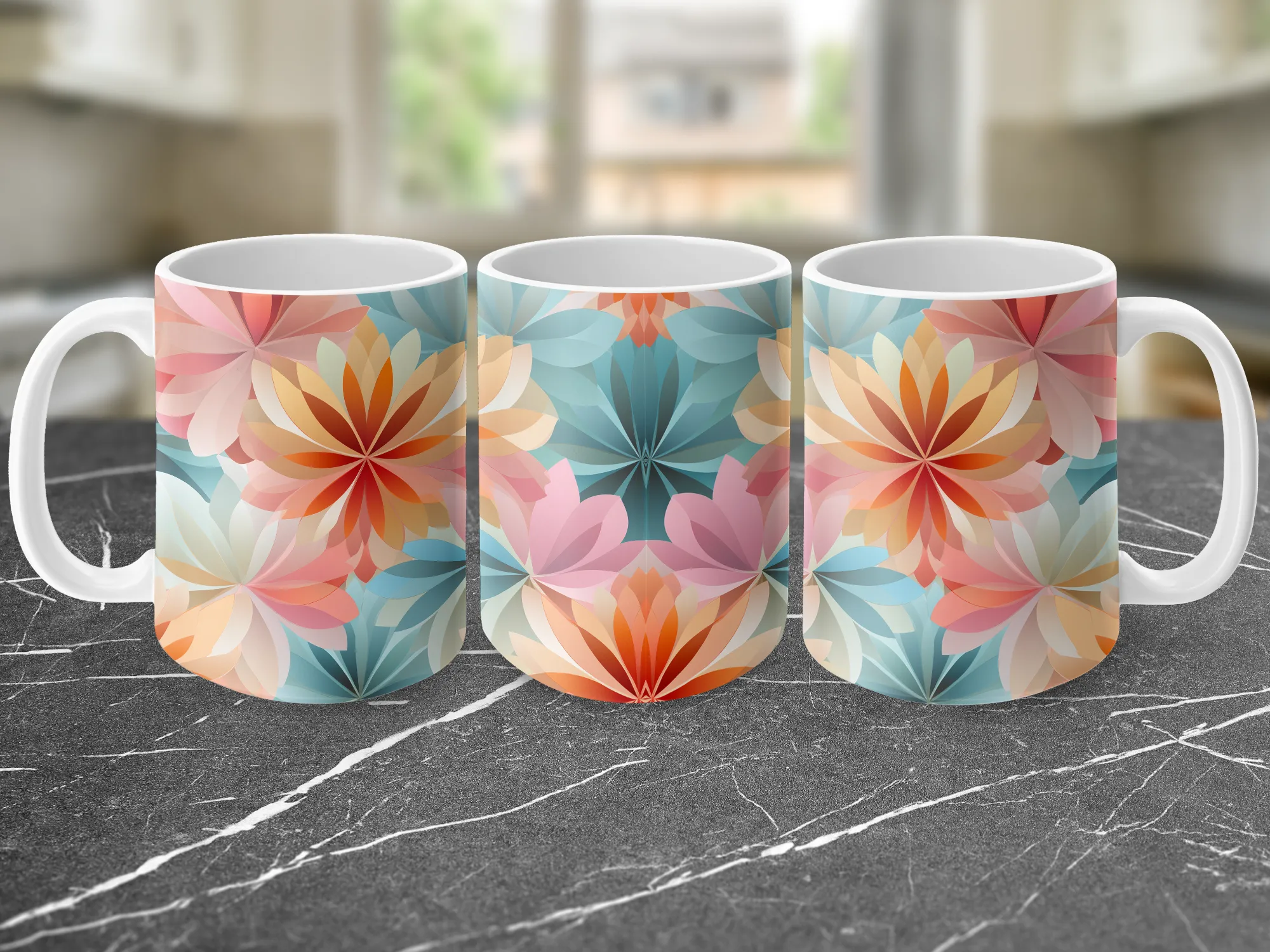 70's Groovy Pattern in Pastel Colors, 70s Groovy Mug, Ceramic Coffee Mug, Gift for Her, Gift for Women, Cute Pattern Mug