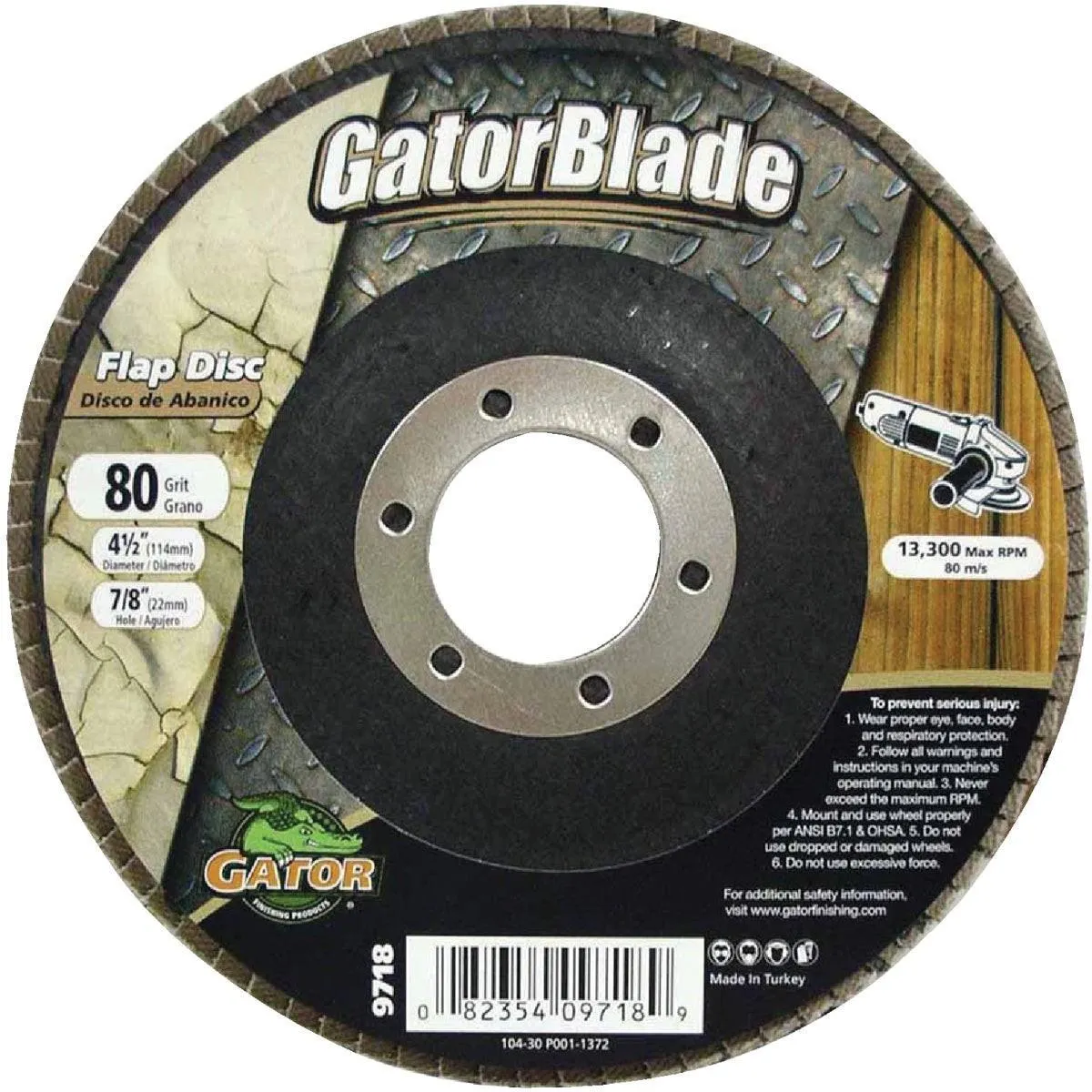 9718 Gator Blade 4-1/2 In. 80-Grit Type 29 Angle Grinder Flap Disc