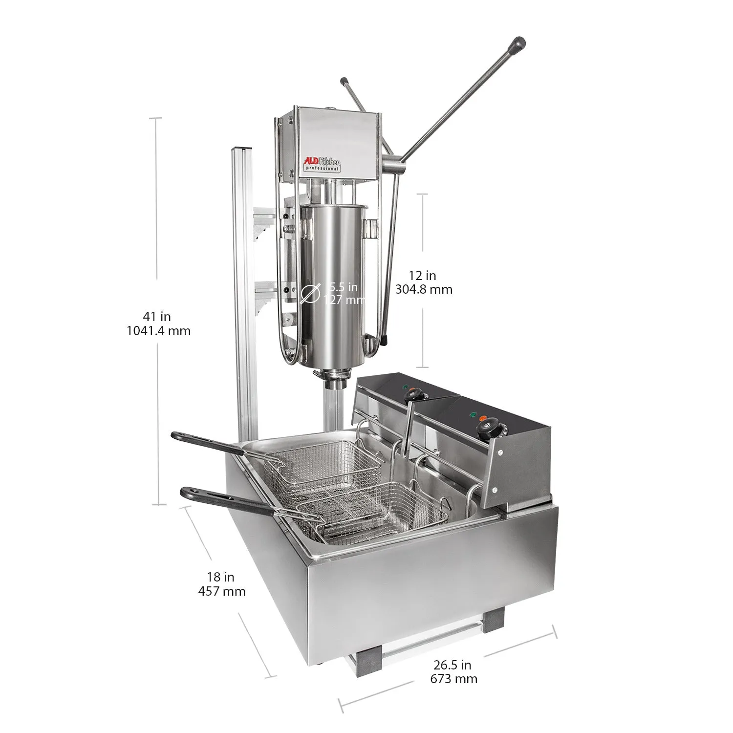 A-TG5LF Churro Maker Machine | Manual Churro Maker | Working Stand | Deep Fryer | Stainless Steel | 5L Capacity