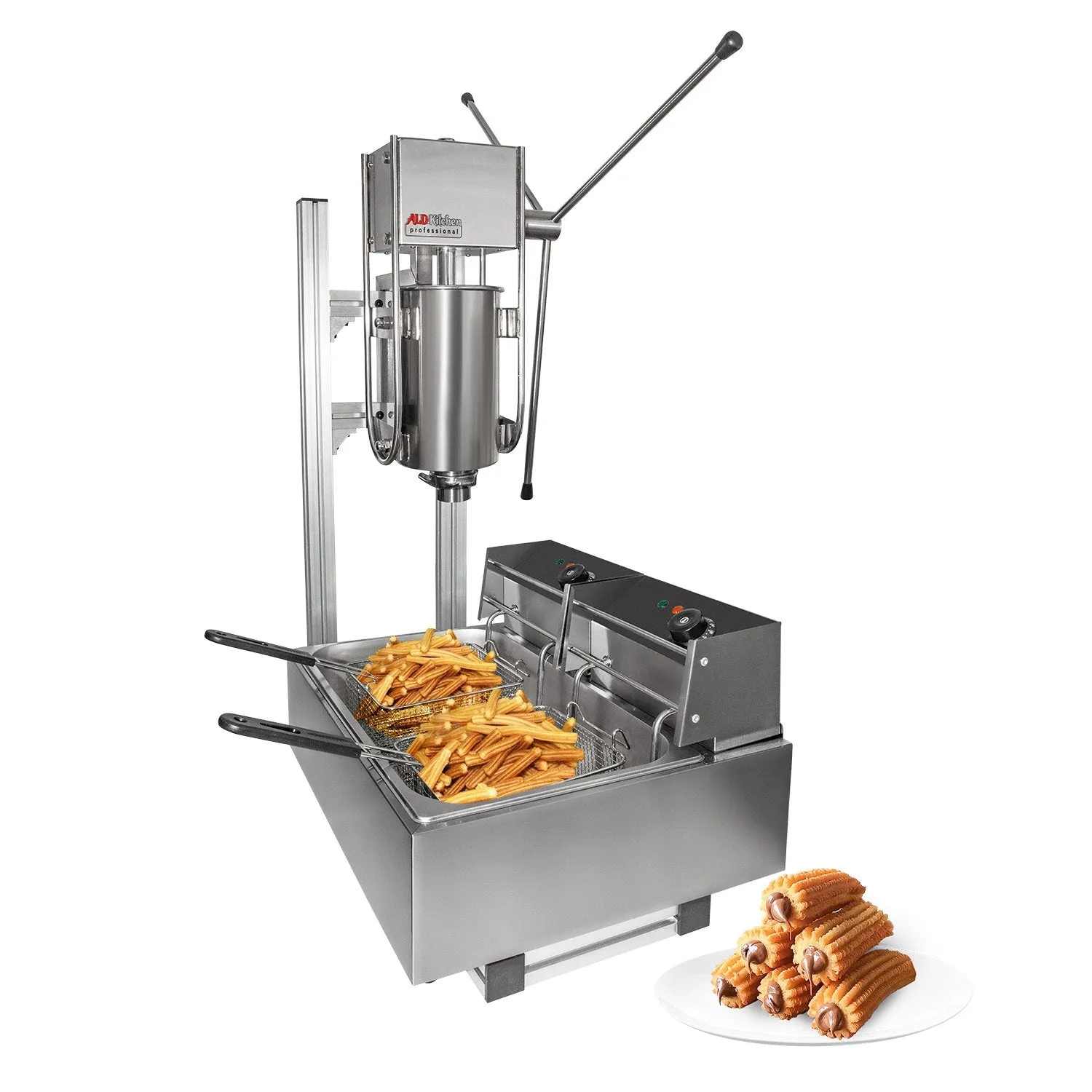 A-TG5LF Churro Maker Machine | Manual Churro Maker | Working Stand | Deep Fryer | Stainless Steel | 5L Capacity