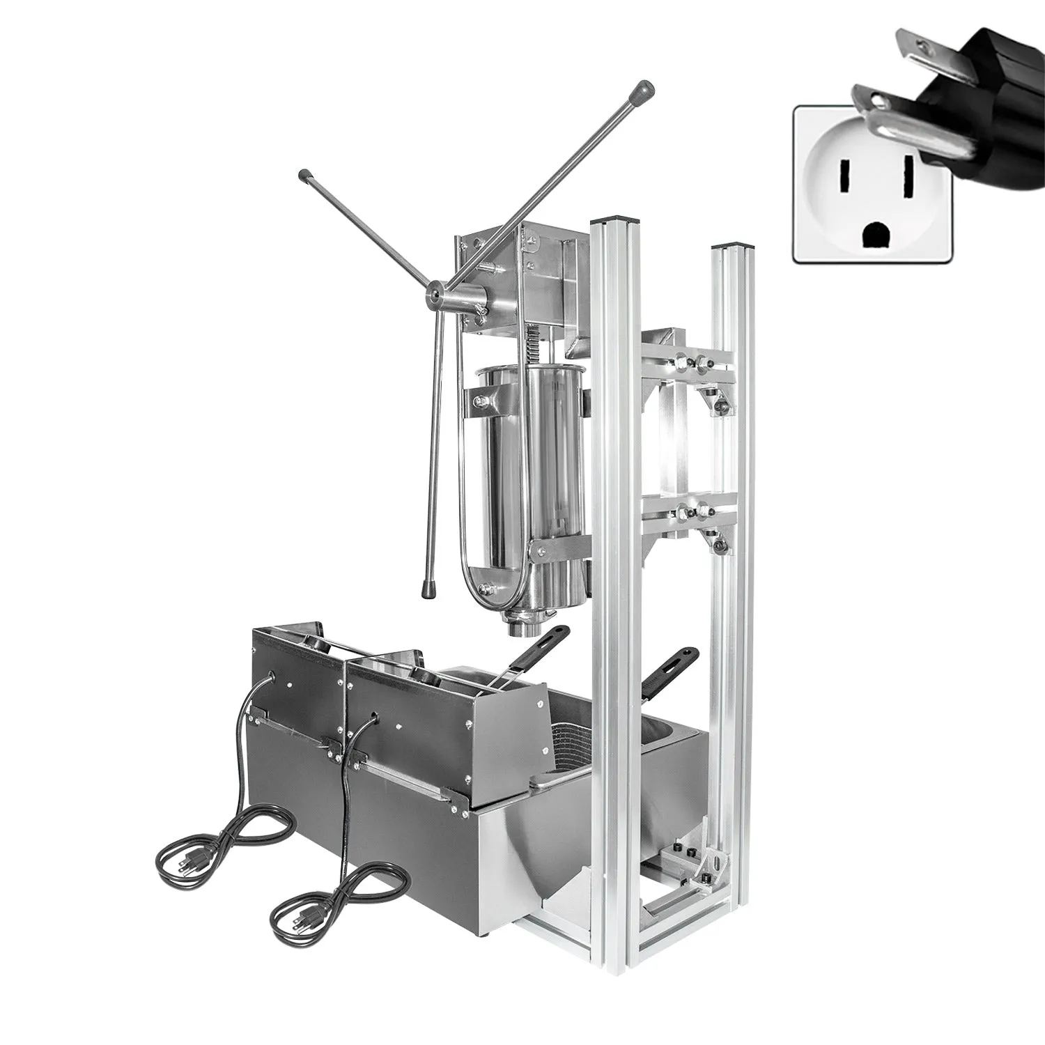 A-TG5LF Churro Maker Machine | Manual Churro Maker | Working Stand | Deep Fryer | Stainless Steel | 5L Capacity