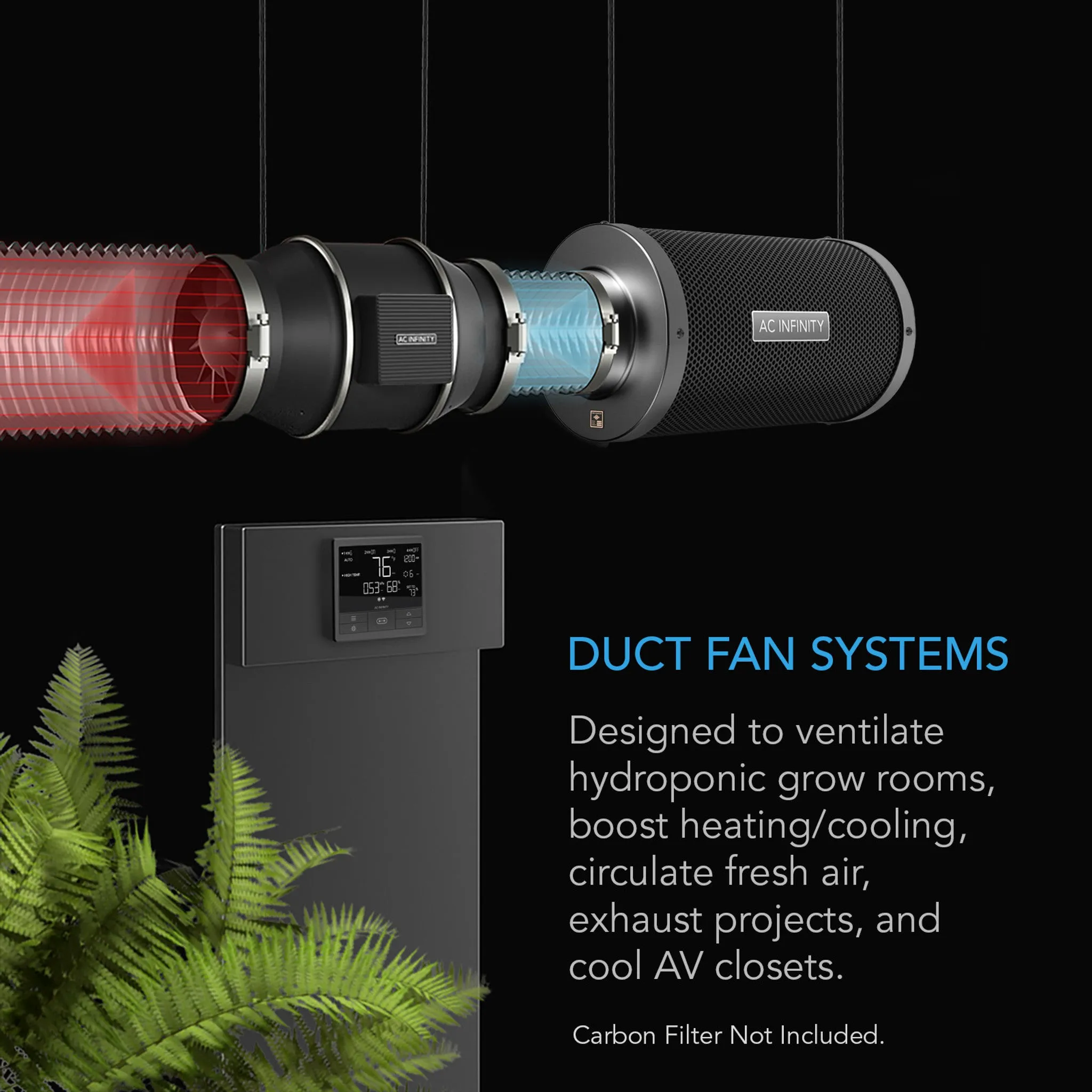 AC Infinity CLOUDLINE PRO T12, Quiet Inline Duct Fan System With Temperature Humidity Vpd Controller, 12-Inch