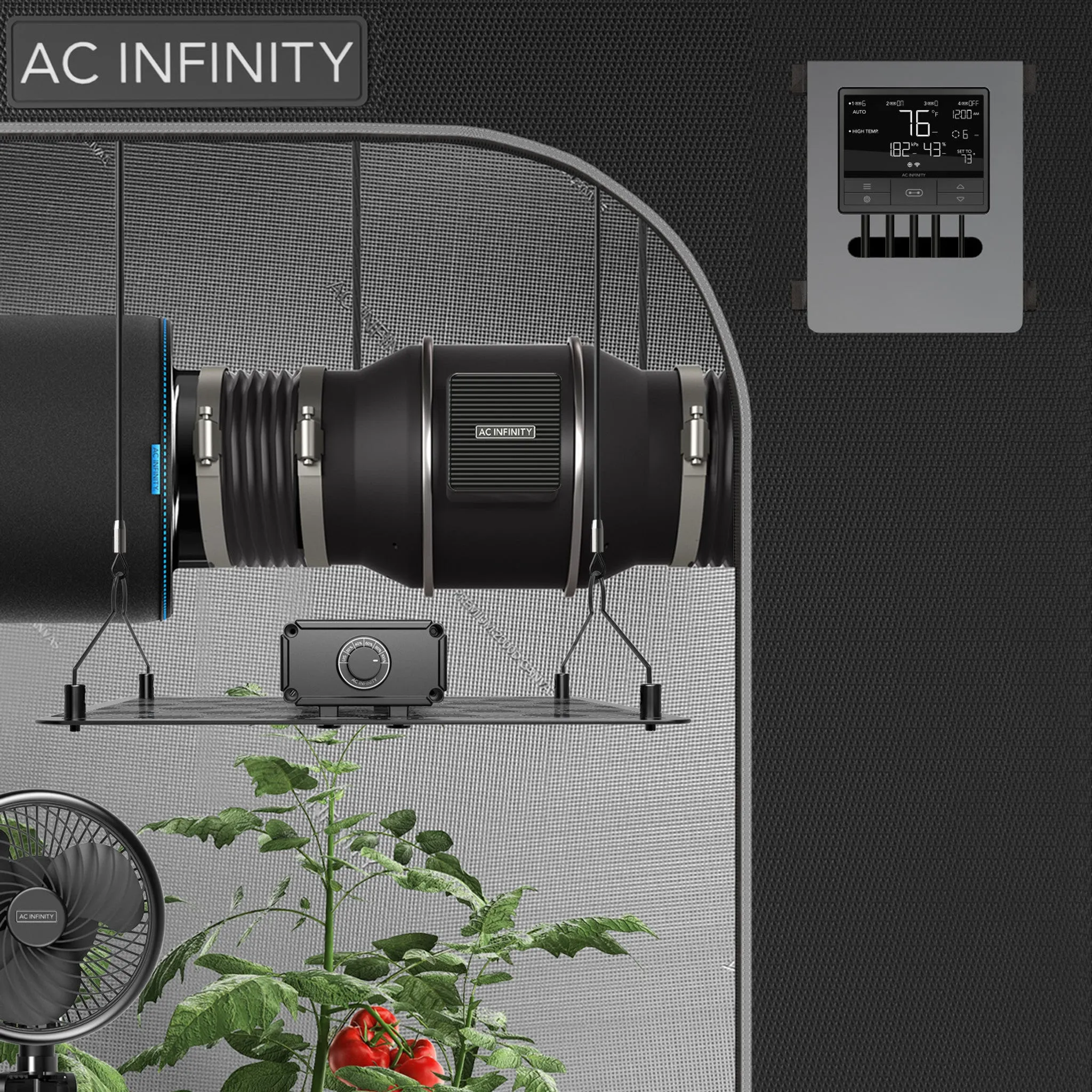 AC Infinity CLOUDLINE PRO T12, Quiet Inline Duct Fan System With Temperature Humidity Vpd Controller, 12-Inch