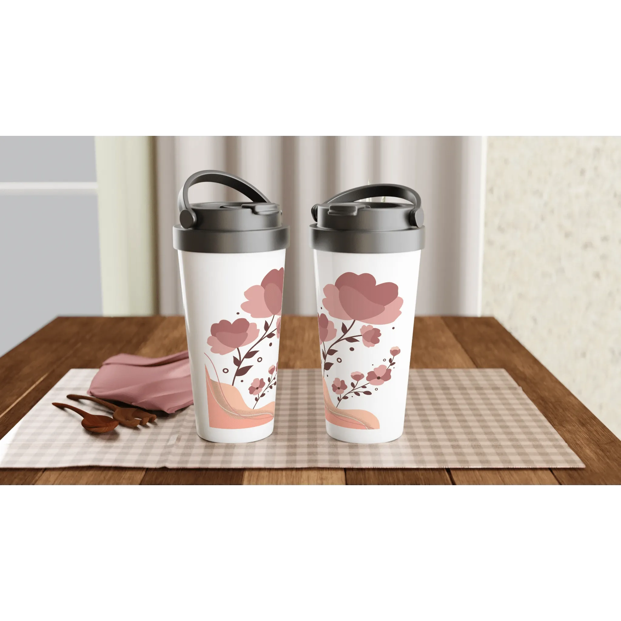 Aesthetic Floral Print Travel Mug 15oz