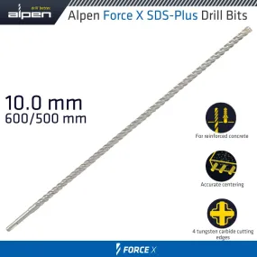 ALPEN FORCE X 10.0 x 600/550  SDS-PLUS DRILL BIT X4 CUTTING EDGES ALP905010