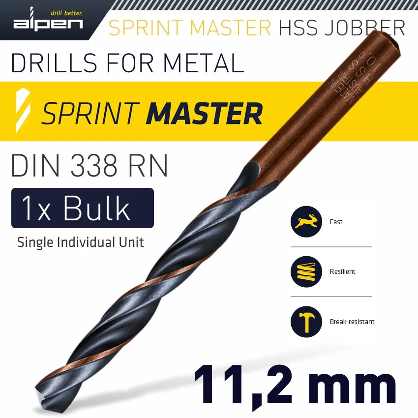 ALPEN HSS SPRINT MASTER 11.2MM BULK DIN 338 ALPEN DRILL BIT ALP6260112