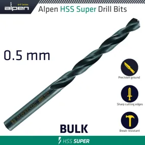 ALPEN HSS SUPER DRILL BIT 0.5MM BULK ALP601005