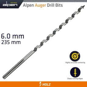 ALPEN WOOD AUGER DRILL BIT 6 X 235MM ALP21606