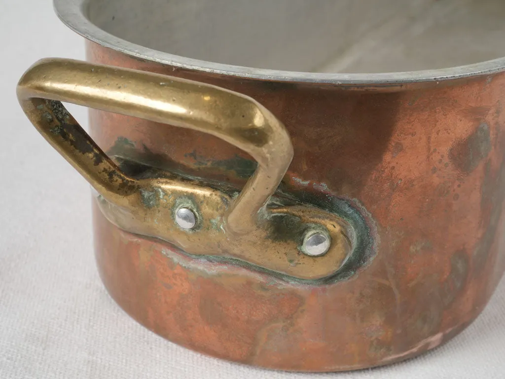 Antique French copper fish kettle w/ brass handles & tinned interior 27¼"