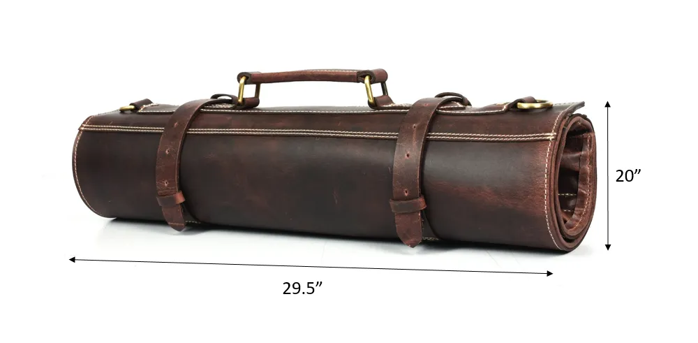 Arizona Leather Knife Roll 10 Slot - Walnut Brown