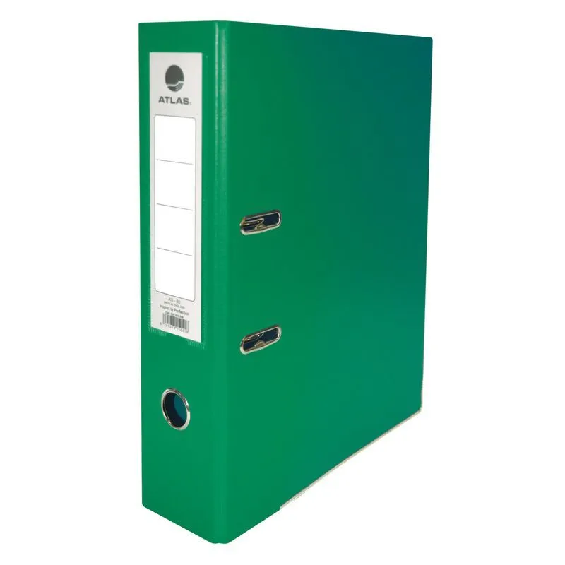 Atlas A4 Plastic Box File - Black 80 mm Green