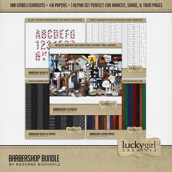 Barbershop Elements Digital Scrapbook Kit