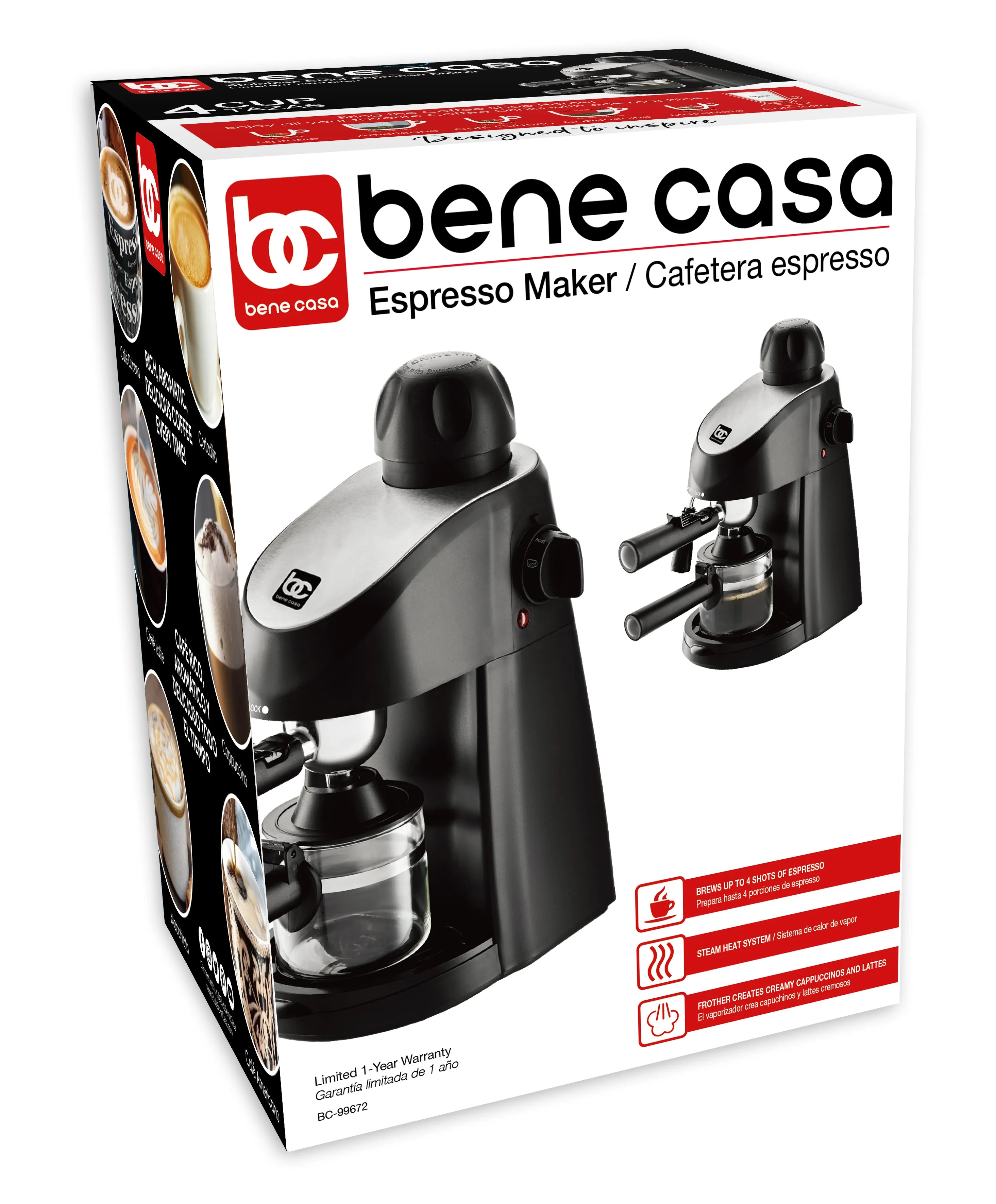 Bene Casa 4-Shot Steam Espresso Maker