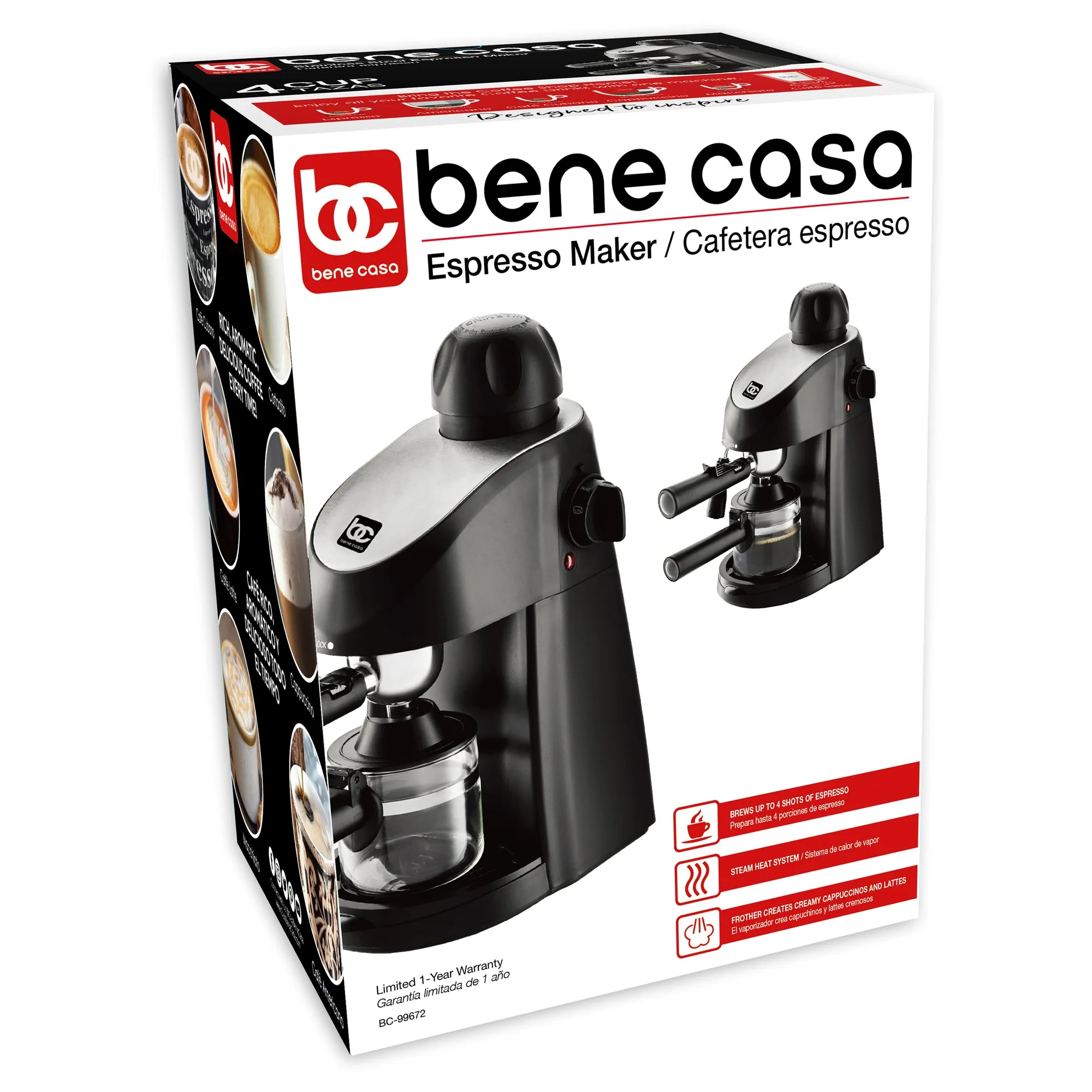 Bene Casa 4-Shot Steam Espresso Maker