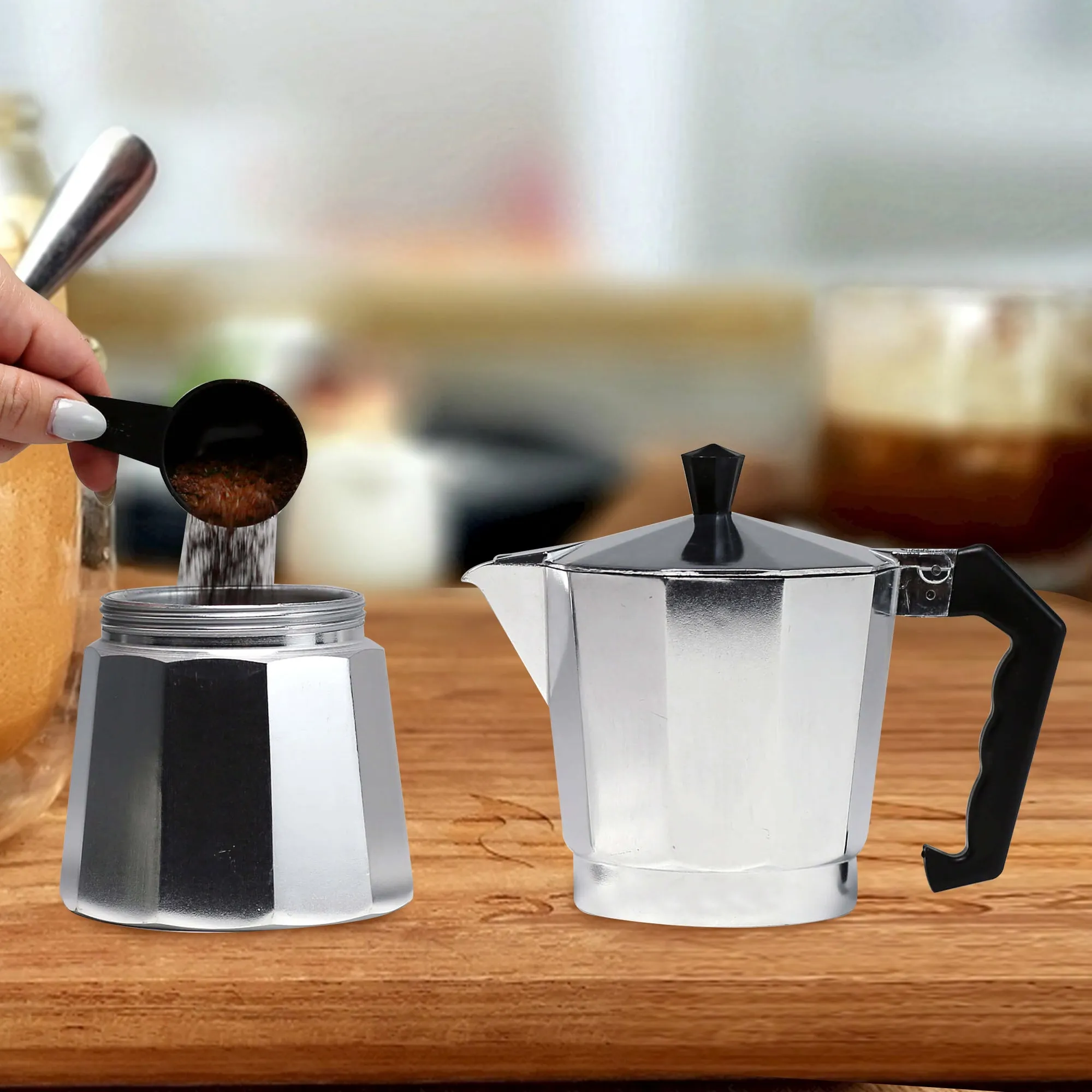 Bene Casa Aluminum, Stovetop, Espresso Maker w/ side Pour Spout