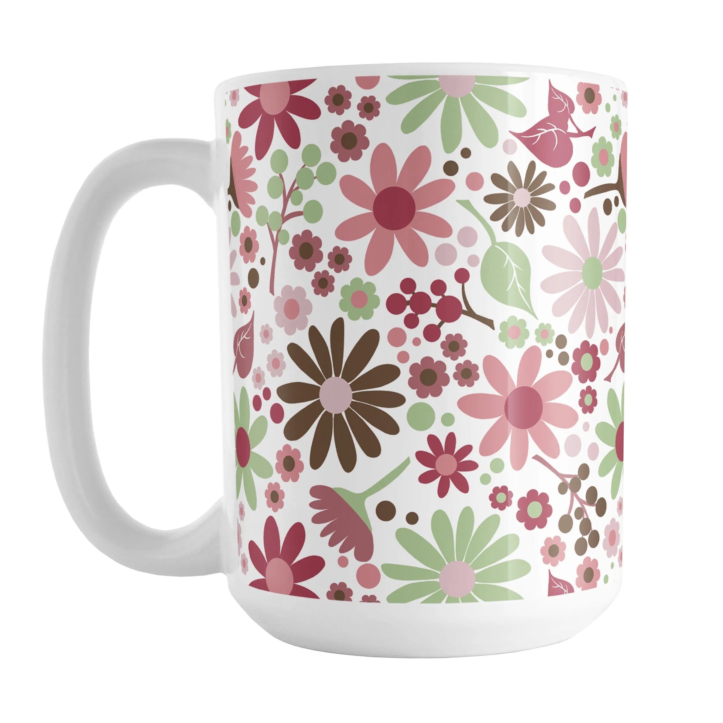 Berry Green Summer Flowers Mug