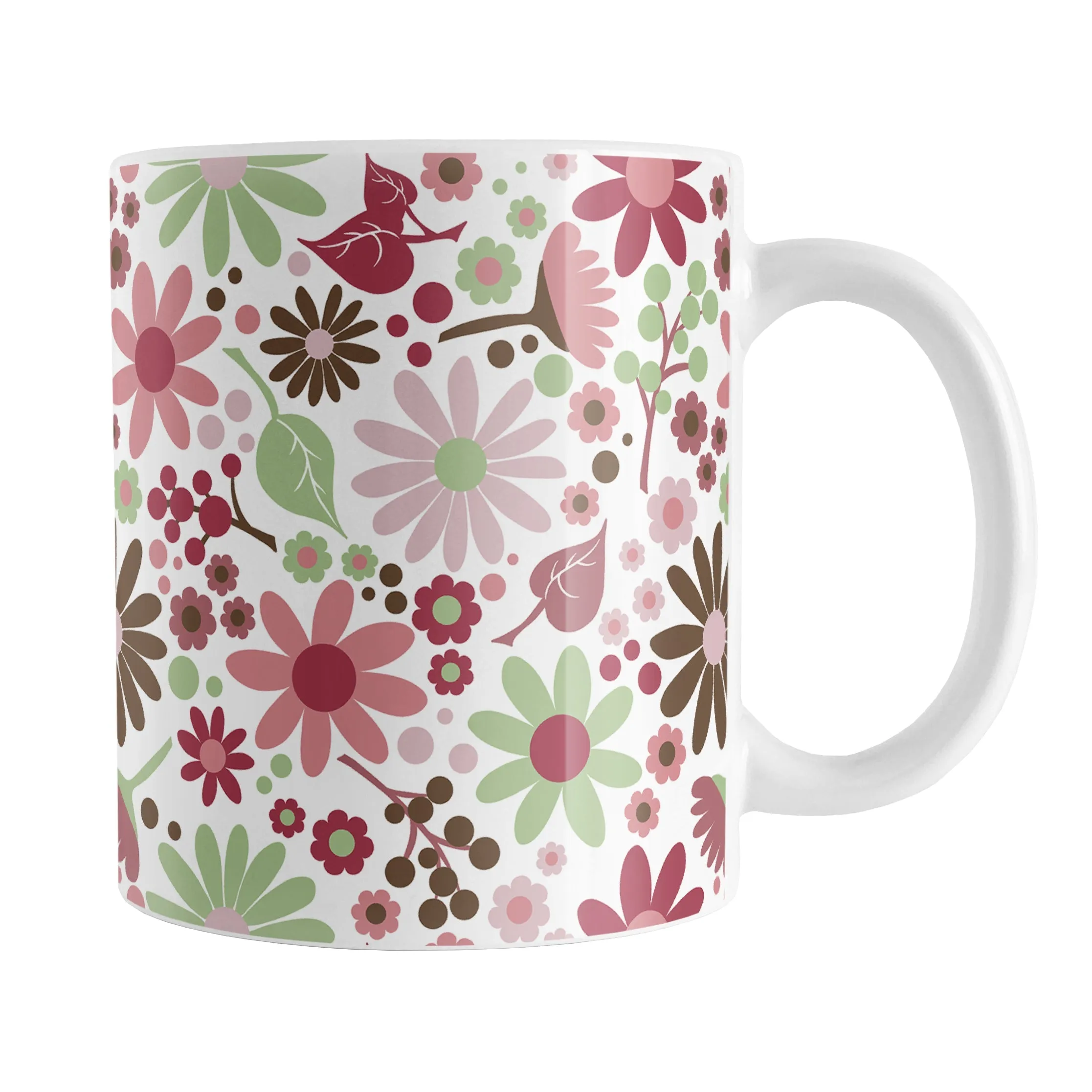 Berry Green Summer Flowers Mug