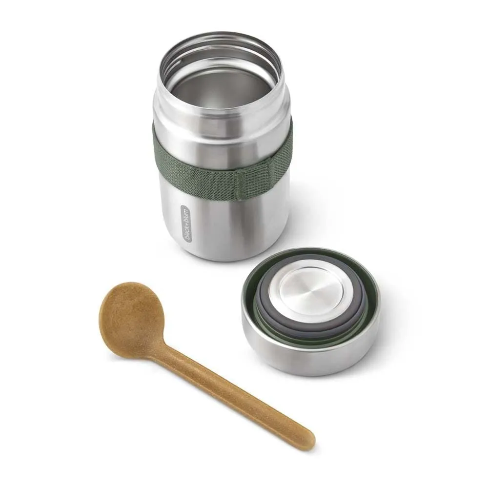 black blum Insulated Stainless Steel Food Flask with Spoon 400ml - Olive