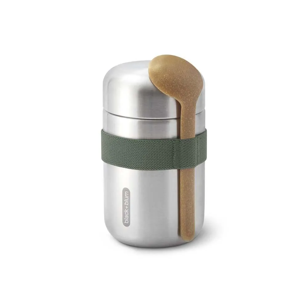 black blum Insulated Stainless Steel Food Flask with Spoon 400ml - Olive