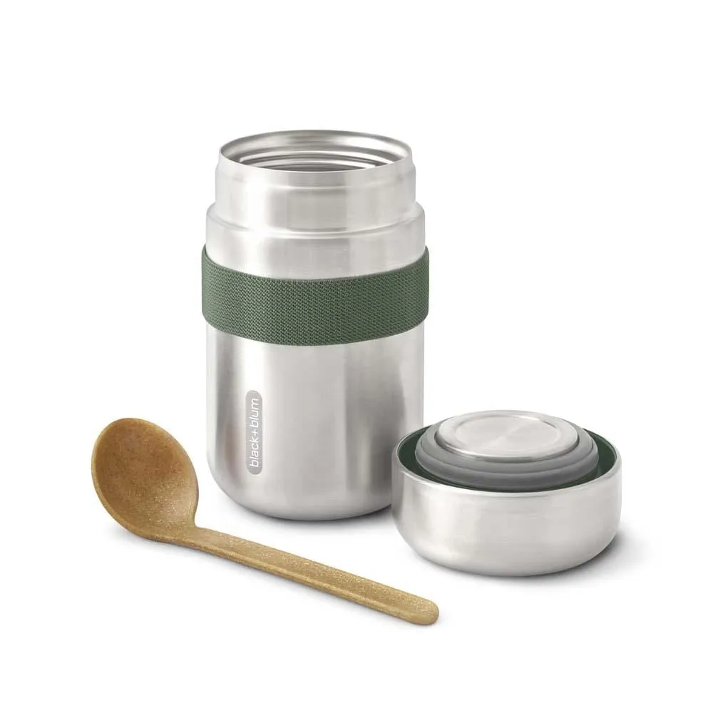 black blum Insulated Stainless Steel Food Flask with Spoon 400ml - Olive