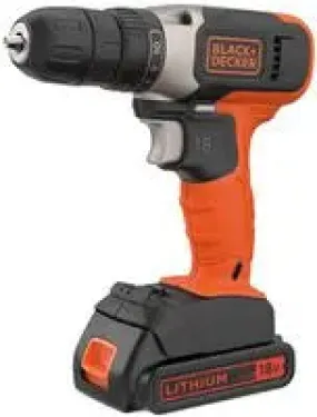 Black Decker 18V Li-ion Cordless Drill Driver, 1.5Ah Battery - BCD001