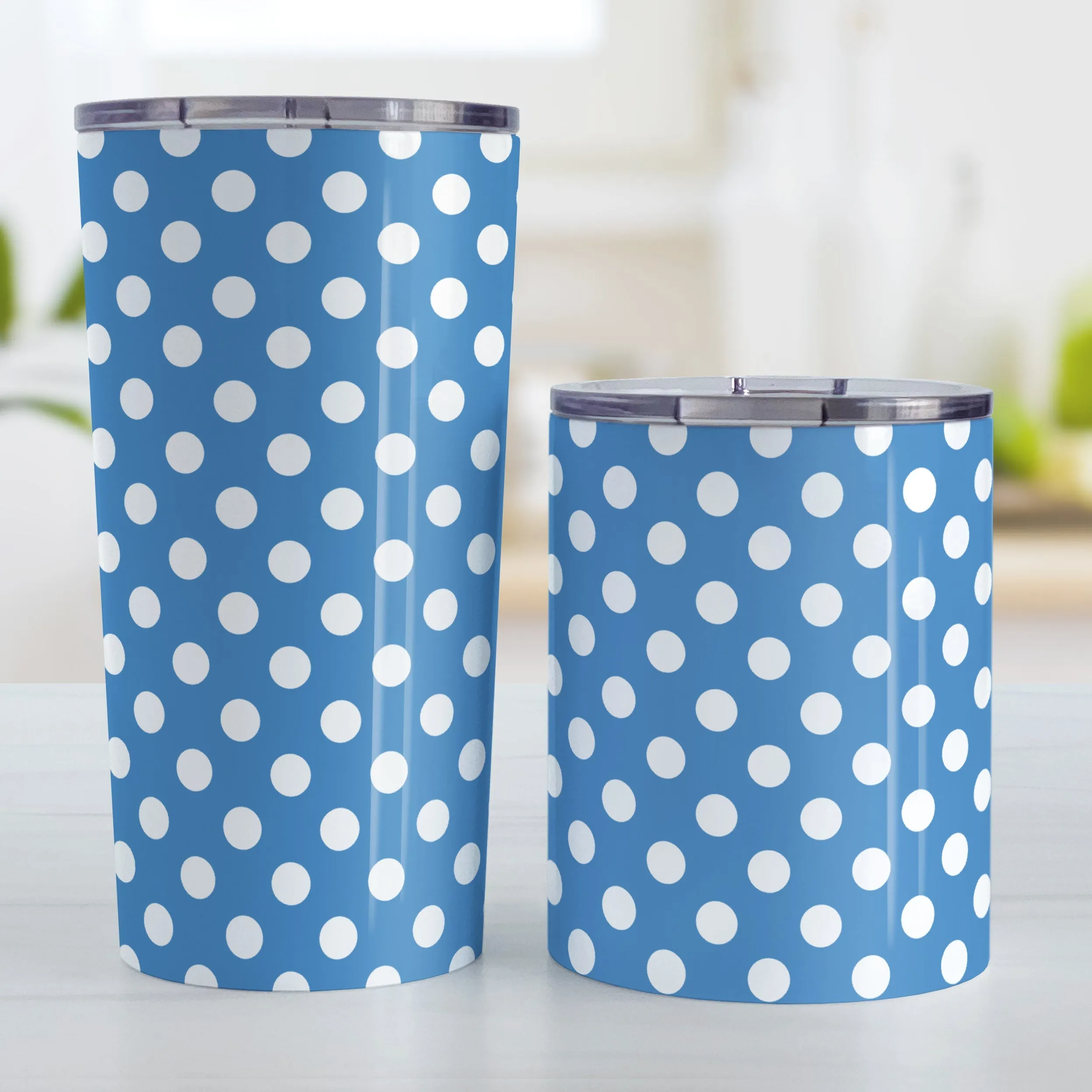 Blue Polka Dot Tumbler Cup