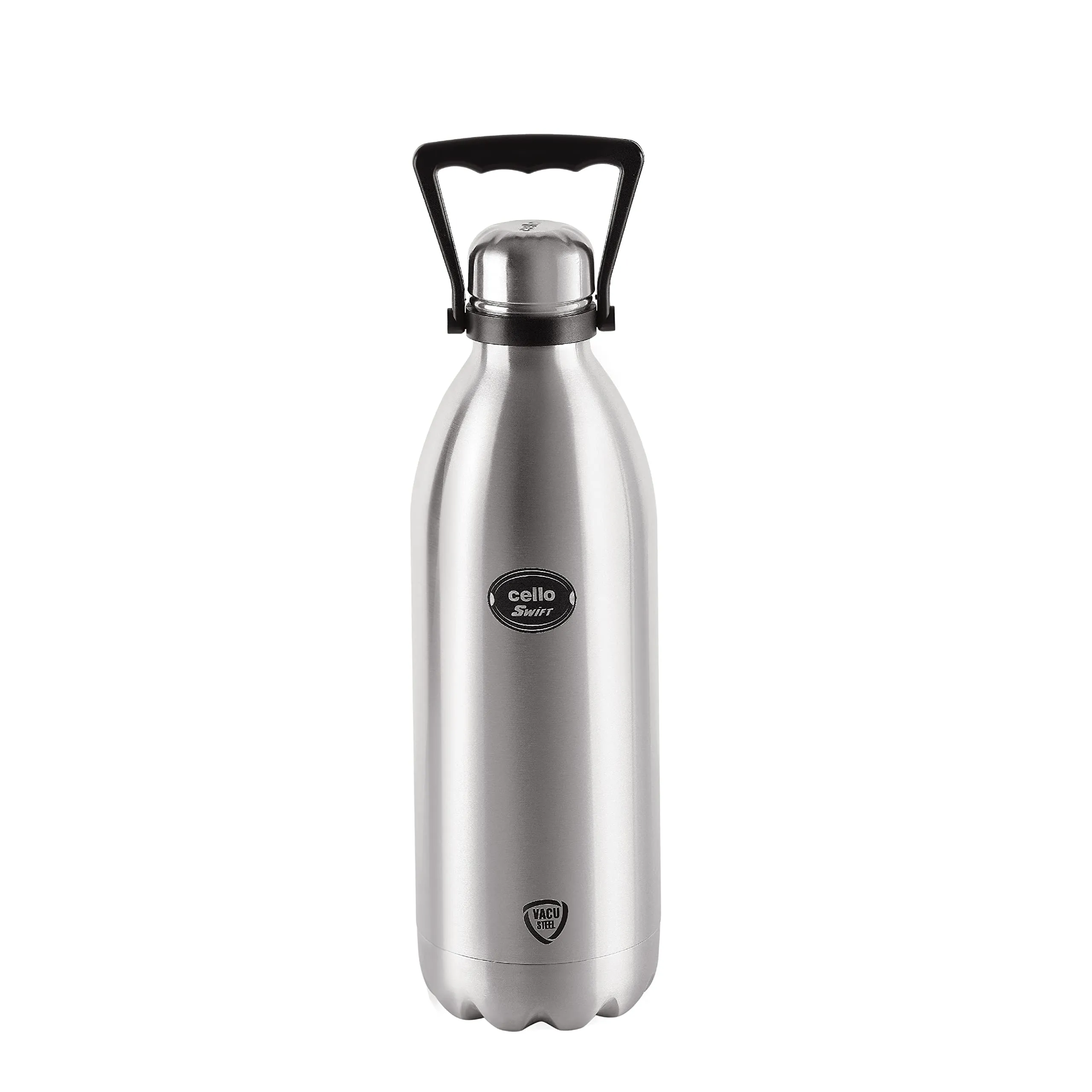 Cello Swift Vacuum Insulated Flask | 1500ml, Silver & Cello Fountain Pastic Insulated Water Jug | Thermos Jug | Inner Jug | Hot & Cold | Easy to Carry | 15 litres, Biege